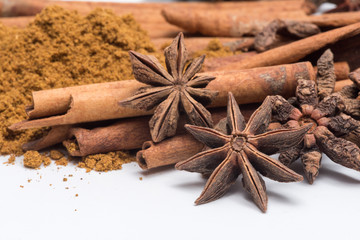 spices on white background