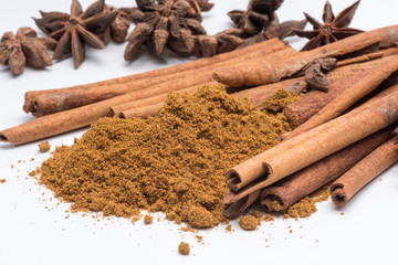 spices on white background