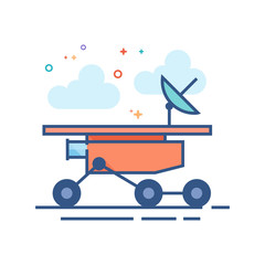 Space rover icon in outlined flat color style. Vector illustration.
