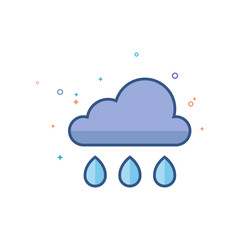 Rain cloud icon in outlined flat color style. Vector illustration.