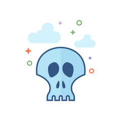 Skeleton icon in outlined flat color style. Vector illustration.
