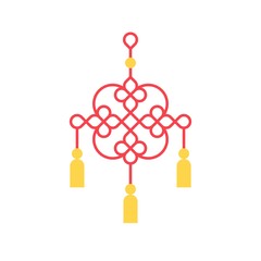 Hanging Chinese knot for lunar new year, flat design icon