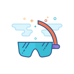 Snorkel mask icon in outlined flat color style. Vector illustration.