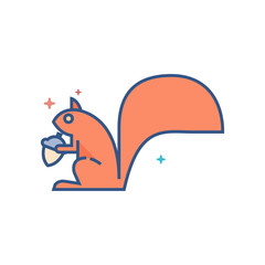 Squirrel icon in outlined flat color style. Vector illustration.
