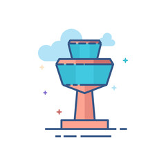 Airport tower icon in outlined flat color style. Vector illustration.