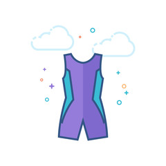Triathlon suit icon in outlined flat color style. Vector illustration.