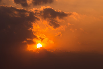 colorful dramatic sky with cloud at sunset