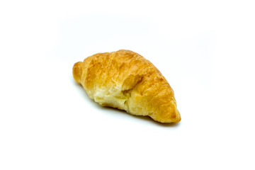 Croissant, a buttery pastry. Isolated on white background