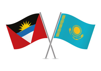 Antigua and Barbuda and Kazakhstan flags. Vector illustration.