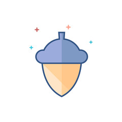Acorn seed icon in outlined flat color style. Vector illustration.