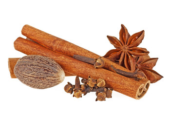Aromatic spices isolated on a white background