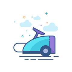 Vacuum cleaner icon in outlined flat color style. Vector illustration.