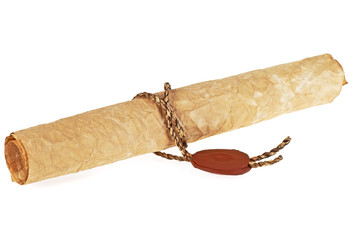Vintage scroll isolated on a white background