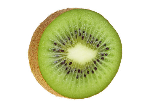 Half of kiwi isolated on white background