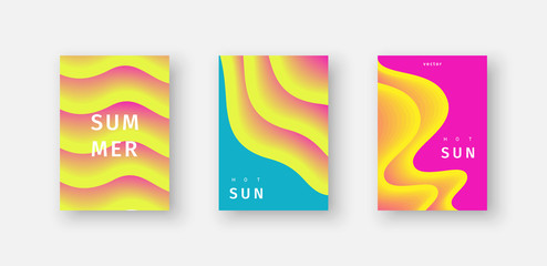 Set of covers with gradient waves. Summer flyers. Vector eps10