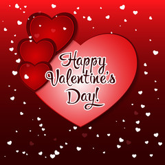 Valentine's Day Greeting card. Paper art, love and wedding. Red paper hearts in style of origami. Vector illustration.