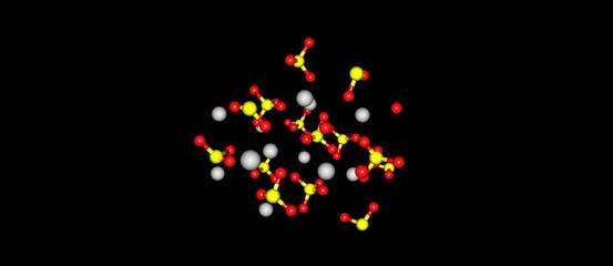 Molecular structure of sodium chloride on black background