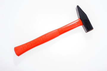 Red black hammer isolated on white background