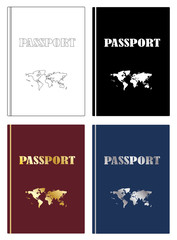 Obraz na płótnie Canvas Passports with world map icon set vector eps 10