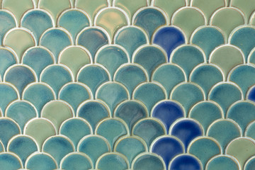 Vintage old geometric blue tile pattern texture background and wallpaper