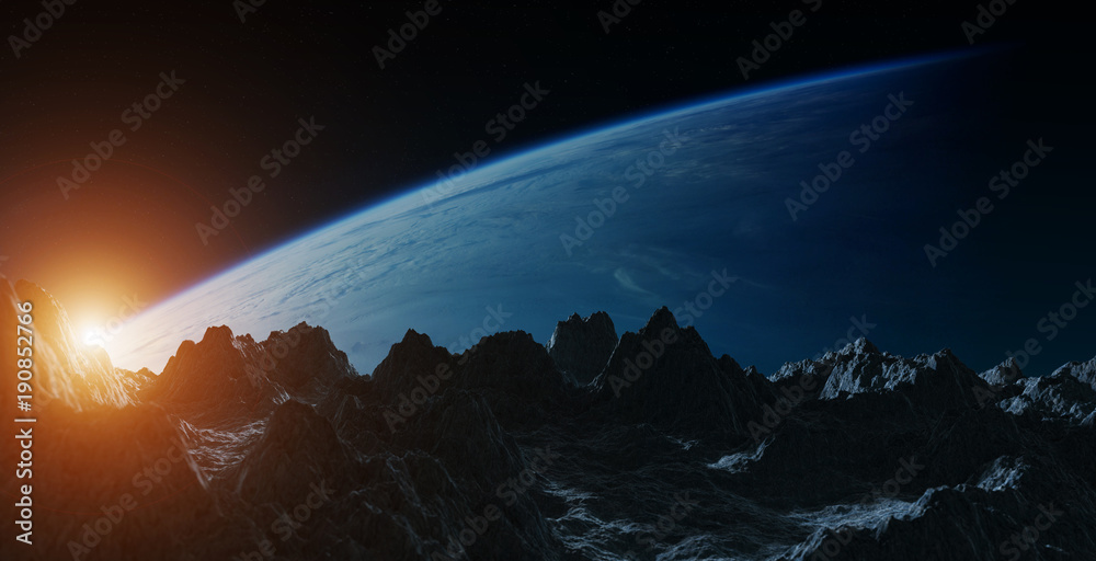Poster Asteroids flying close to planet Earth 3D rendering elements of this image furnished by NASA