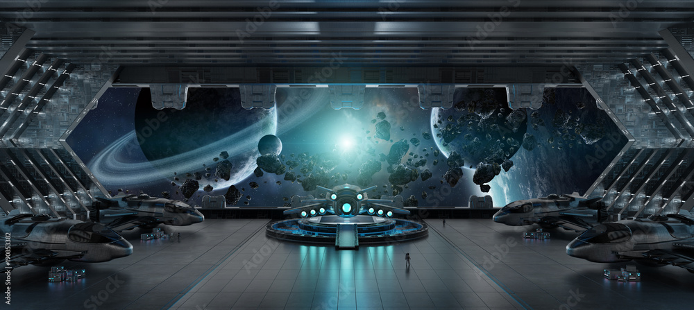 Sticker landing strip spaceship interior 3d rendering elements of this image furnished by nasa