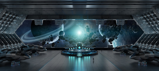 Landing strip spaceship interior 3D rendering elements of this image furnished by NASA © sdecoret