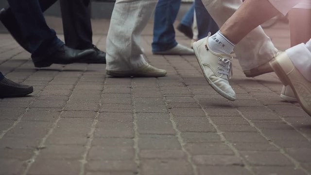 Abstract People walk on Street slow motion