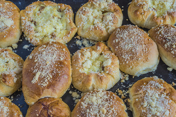little pies on black background