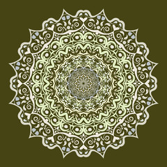 Vector hand drawn Mandala art. Abstract pattern. Vintage decorative Asian, Islam, Indian, Arabic, Turkish, Aztec elements. Coloring page template for background, invitation, birthday, wedding cards