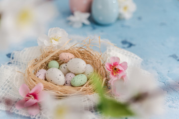 Fototapeta na wymiar Happy Easter background with Easter eggs