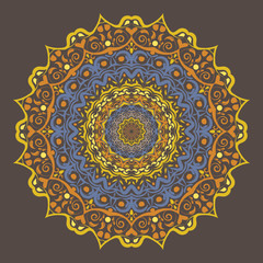 Vector hand drawn Mandala art. Abstract pattern. Vintage decorative Asian, Islam, Indian, Arabic, Turkish, Aztec elements. Coloring page template for background, invitation, birthday, wedding cards