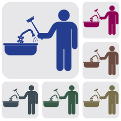 Plumbing work symbol icon