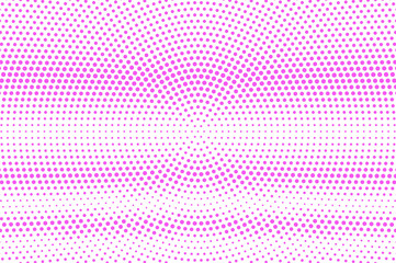 Pink on white dotted halftone. Half tone vector background. Rough dotted gradient.