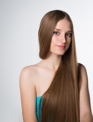 young woman with long beautiful hair