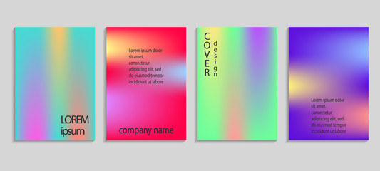 Minimal fluid colors covers set. Future geometric gradient background. Vector templates for placards, banners, flyers, presentations and reports