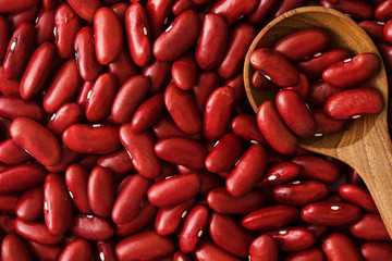 Close up a dark red kidney  beans grain seed