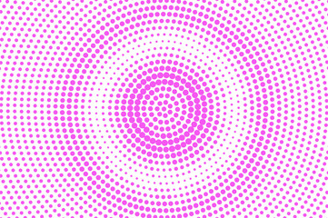 Pink on white dotted halftone. Half tone vector background. Centered dotted gradient.