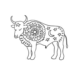 bull black and white sketch cartoon doodle vector illustration