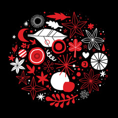 Creative template with flowers and abstract hand drawn elements. Useful for advertising, graphic design, invitations, cards and posters.