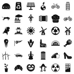 Windmill icons set, simple style