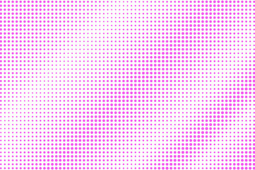Pink on white dotted halftone. Half tone vector background. Pale dotted gradient.