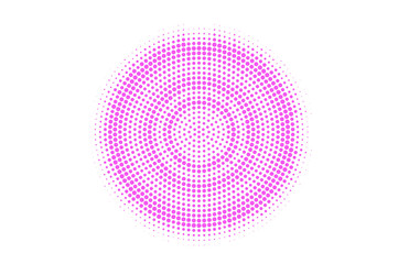 Pink on white dotted halftone. Half tone vector background. Centered dotted gradient.