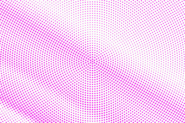 Pink on white dotted halftone. Half tone vector background. Textured dotted gradient.