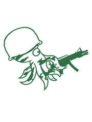 krieg soldat helm waffe schießen maschinen gewehr qualle riesig groß böse gefährlich oktopus tentakel unterwasser tintenfisch riesenkrake kraken comic cartoon design clipart