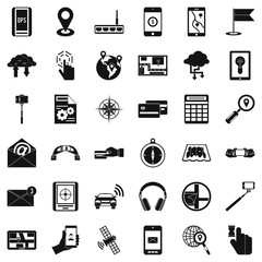 Wireless widget icons set, simple style
