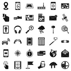 Wireless control icons set, simple style