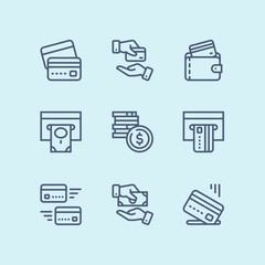 Outline Payment, money, finance, card and cash vector line icons for web and mobile design pack 1