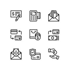 Payment, money, finance, card and cash vector line icons for web and mobile design pack 3