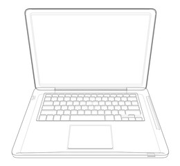 Outline drawing laptop. Vector illustration